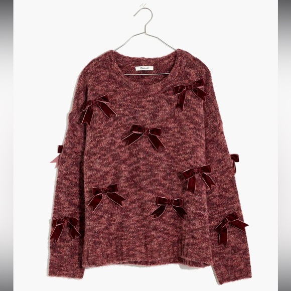 Madewell Velvet Bow Pullover Sweater Size Small - Picture 3 of 9